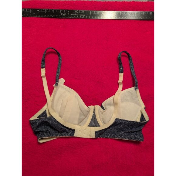 Vintage LCA Denim Bra 36B Style 717164 Blue Cotton Lace Trim Decorative Buttons - Picture 5 of 8